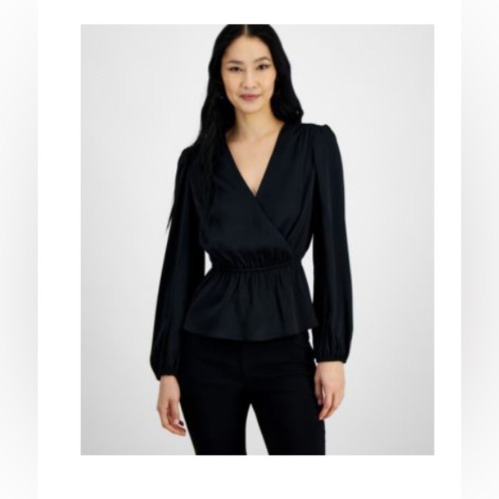 I.N.C. International Concepts
Women's Long-Sleeve Peplum black Top,size M